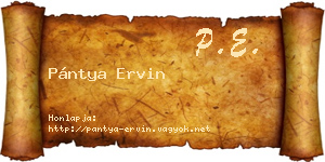 Pántya Ervin névjegykártya
